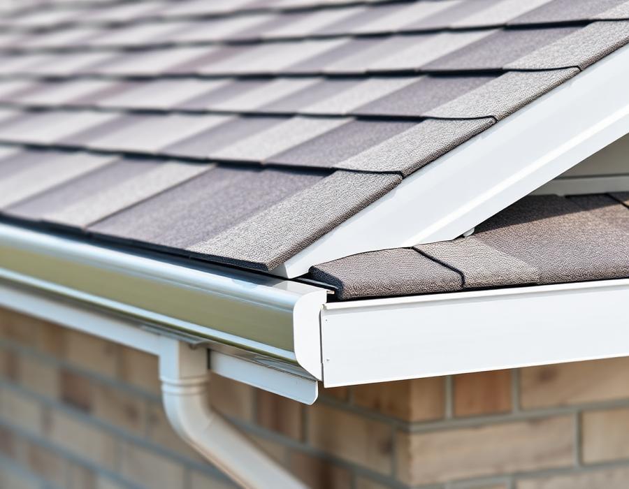New shingles and gutter detail after replacement